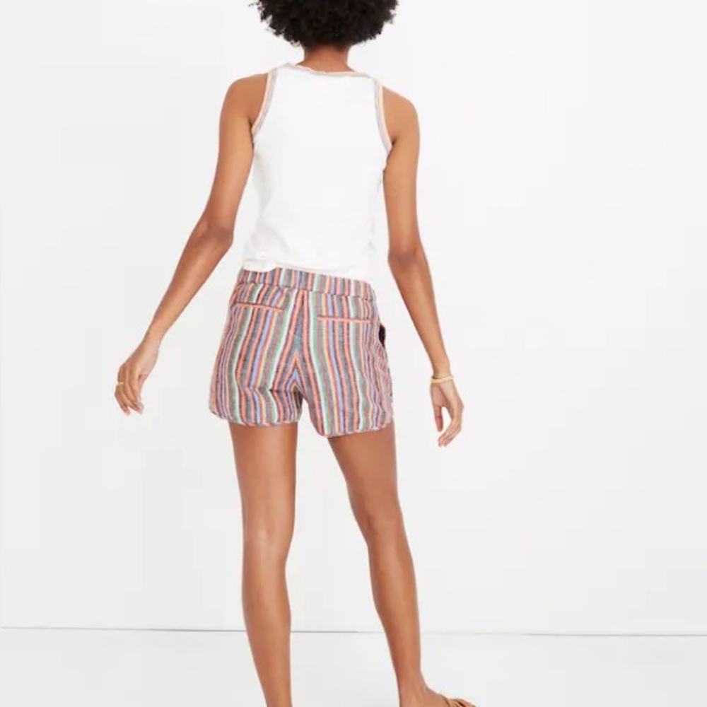 NWT MADEWELL Pull-On Shorts in Rainbow Stripe - Picture 2 of 5